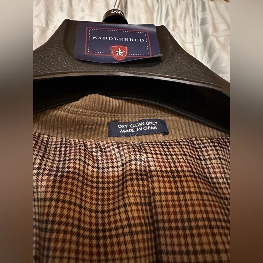 NWT Saddlebred Chocolate Brown Corduroy Sport Coat Blazer Men’s 56R B2994JB $145